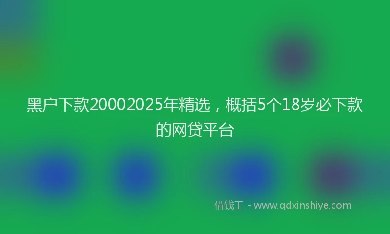 黑户下款20002025年精选，概括5个18岁必下款的网贷平台