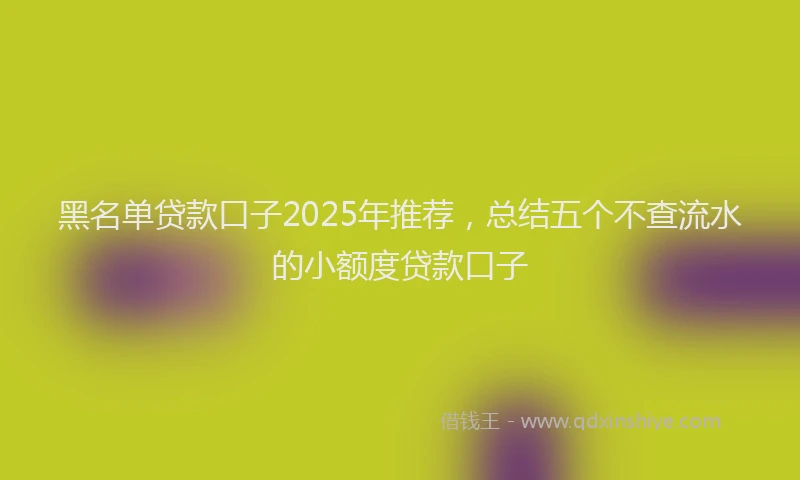 黑名单贷款口子2025年推荐，总结五个不查流水的小额度贷款口子