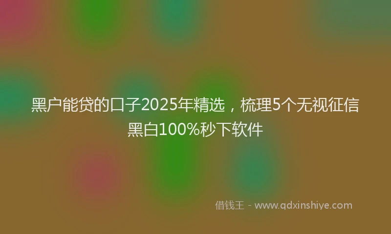 黑户能贷的口子2025年精选，梳理5个无视征信黑白100%秒下软件