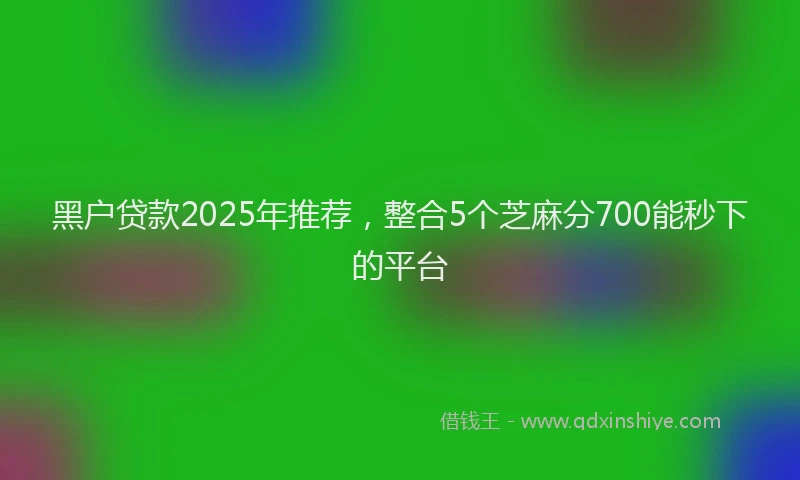 黑户贷款2025年推荐，整合5个芝麻分700能秒下的平台