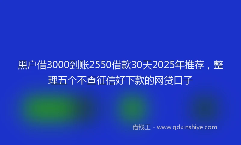 黑户借3000到账2550借款30天2025年推荐，整理五个不查征信好下款的网贷口子