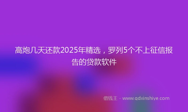 高炮几天还款2025年精选，罗列5个不上征信报告的贷款软件