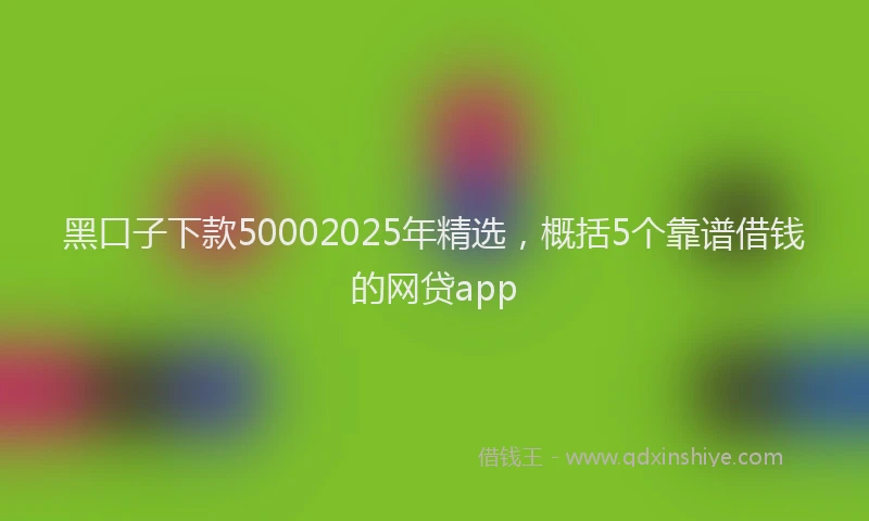 黑口子下款50002025年精选，概括5个靠谱借钱的网贷app