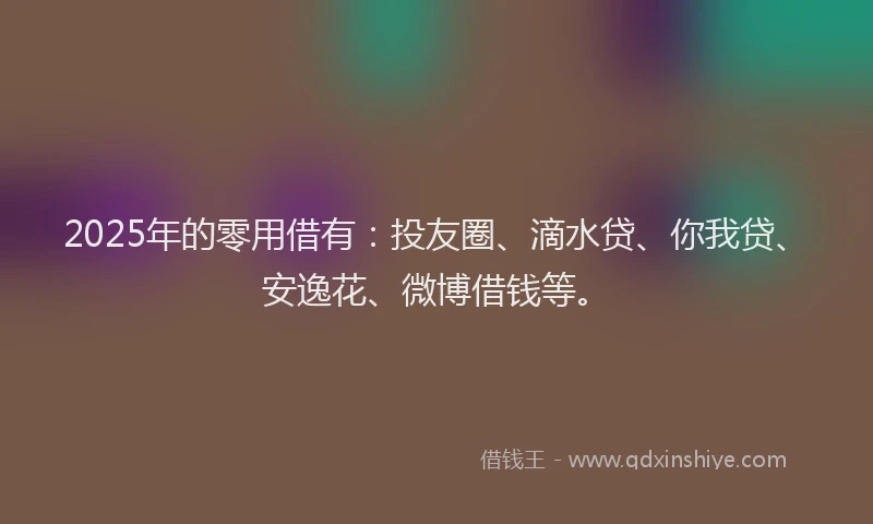 2025年的零用借有：投友圈、滴水贷、你我贷、安逸花、微博借钱等。