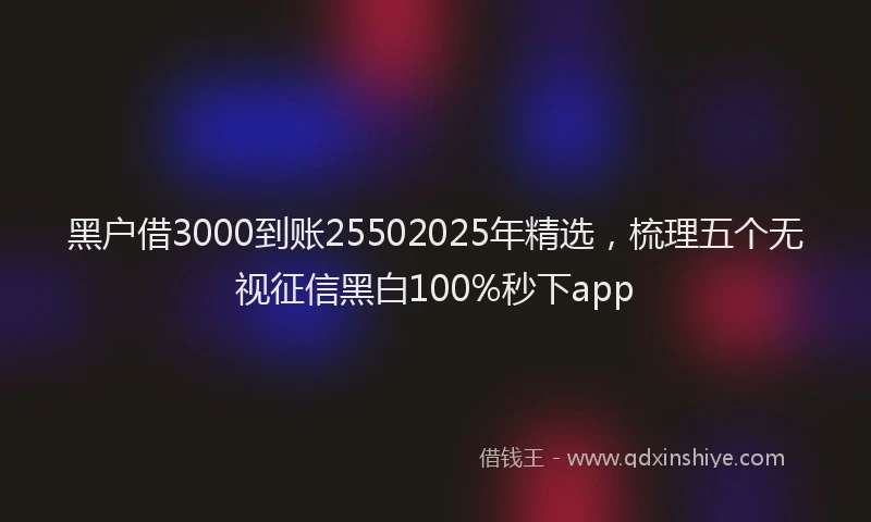 黑户借3000到账25502025年精选，梳理五个无视征信黑白100%秒下app