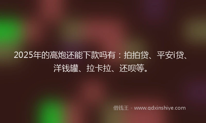 2025年的高炮还能下款吗有：拍拍贷、平安i贷、洋钱罐、拉卡拉、还呗等。