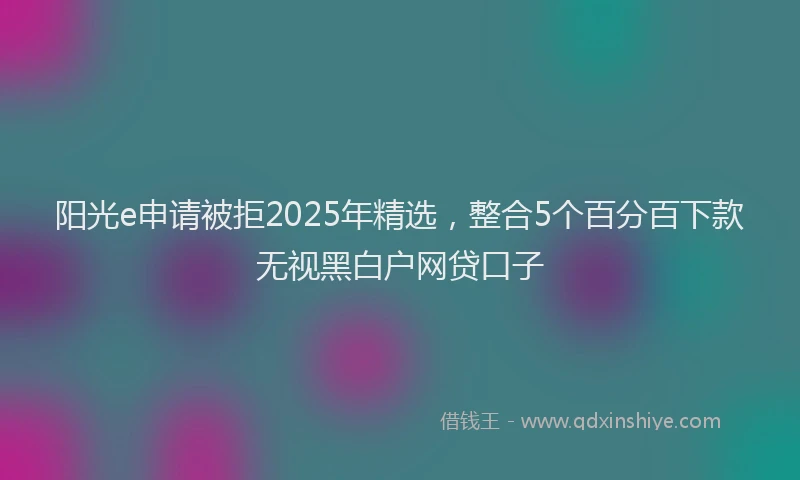 阳光e申请被拒2025年精选，整合5个百分百下款无视黑白户网贷口子