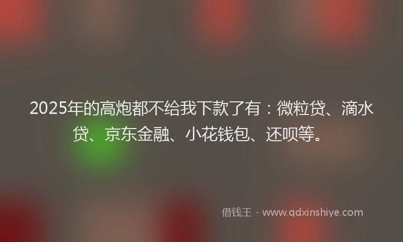 2025年的高炮都不给我下款了有：微粒贷、滴水贷、京东金融、小花钱包、还呗等。