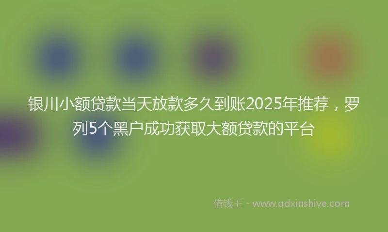 银川小额贷款当天放款多久到账2025年推荐，罗列5个黑户成功获取大额贷款的平台