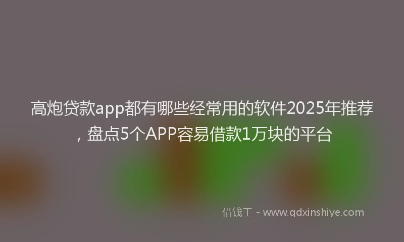 高炮贷款app都有哪些经常用的软件2025年推荐，盘点5个APP容易借款1万块的平台