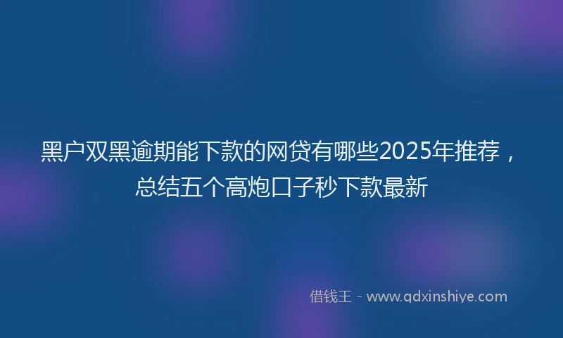 黑户双黑逾期能下款的网贷有哪些2025年推荐，总结五个高炮口子秒下款最新