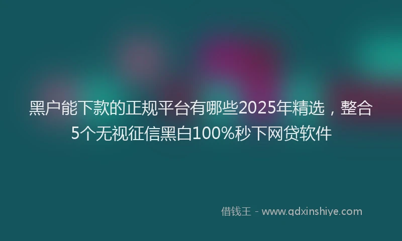 黑户能下款的正规平台有哪些2025年精选，整合5个无视征信黑白100%秒下网贷软件