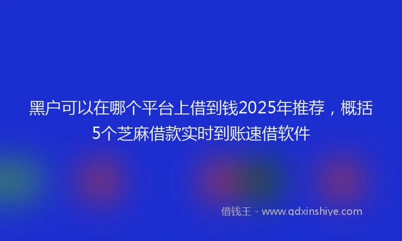 黑户可以在哪个平台上借到钱2025年推荐，概括5个芝麻借款实时到账速借软件