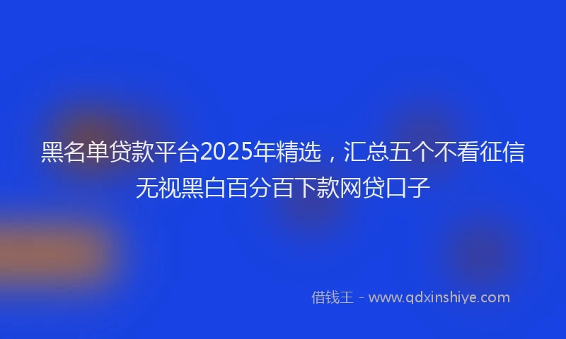 黑名单贷款平台2025年精选，汇总五个不看征信无视黑白百分百下款网贷口子