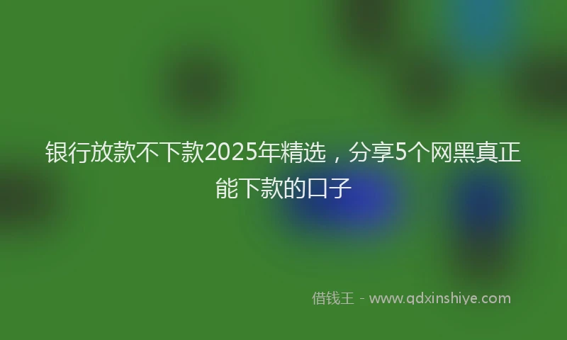 银行放款不下款2025年精选，分享5个网黑真正能下款的口子