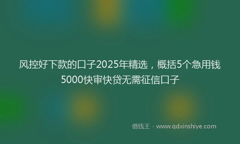 风控好下款的口子2025年精选，概括5个急用钱5000快审快贷无需征信口子