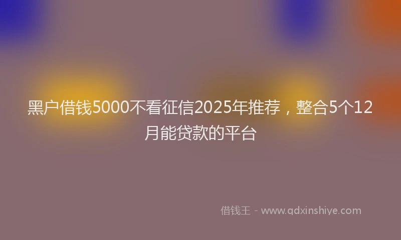 黑户借钱5000不看征信2025年推荐，整合5个12月能贷款的平台