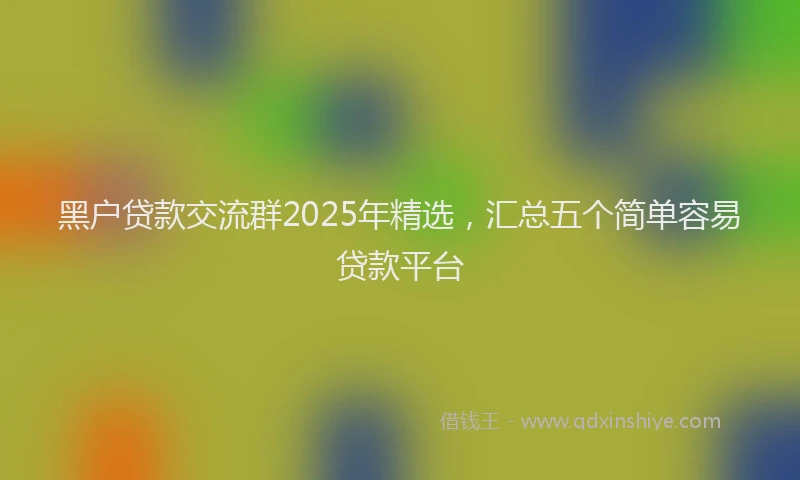 黑户贷款交流群2025年精选，汇总五个简单容易贷款平台