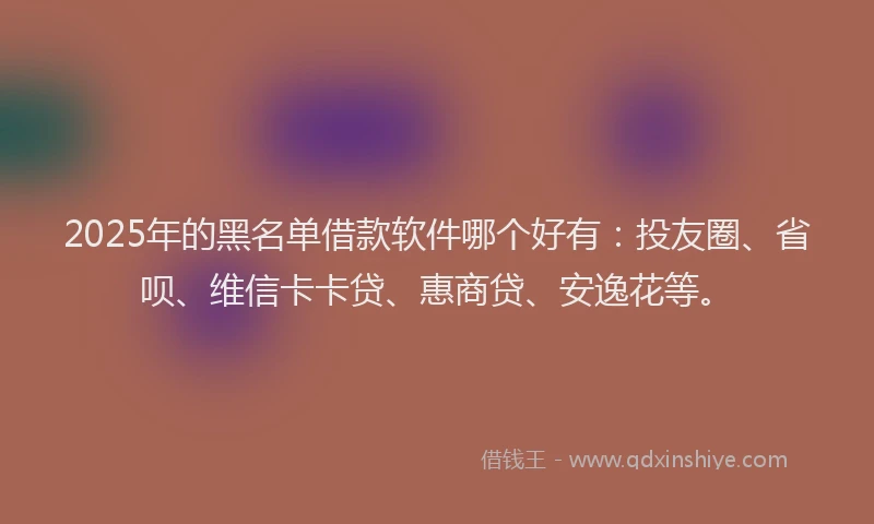 2025年的黑名单借款软件哪个好有：投友圈、省呗、维信卡卡贷、惠商贷、安逸花等。