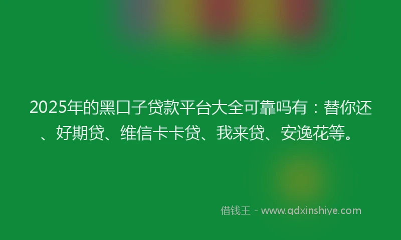 2025年的黑口子贷款平台大全可靠吗有：替你还、好期贷、维信卡卡贷、我来贷、安逸花等。