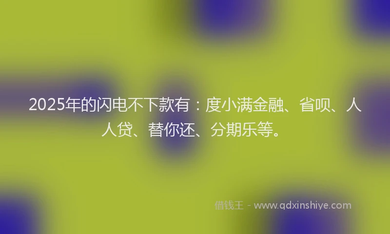 2025年的闪电不下款有：度小满金融、省呗、人人贷、替你还、分期乐等。