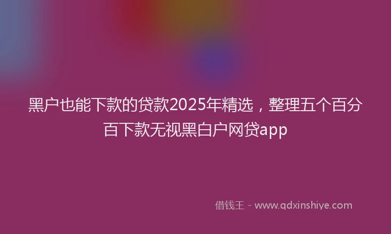 黑户也能下款的贷款2025年精选，整理五个百分百下款无视黑白户网贷app