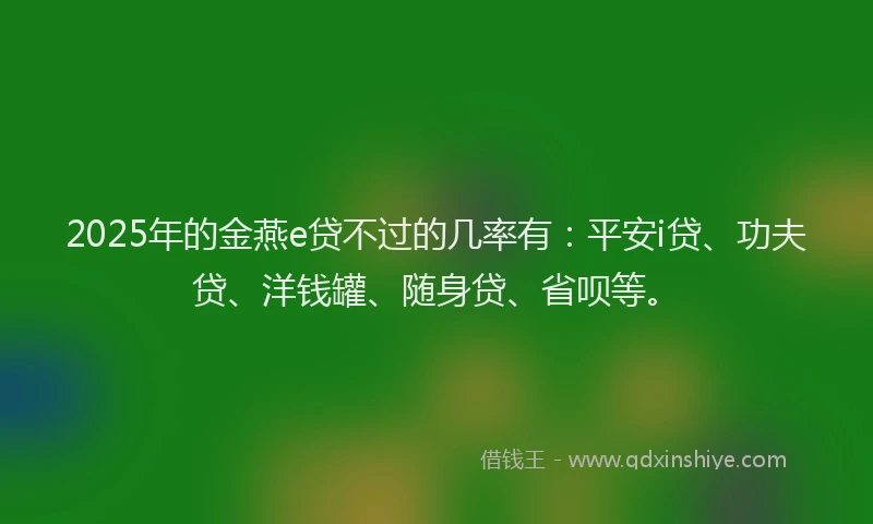 2025年的金燕e贷不过的几率有：平安i贷、功夫贷、洋钱罐、随身贷、省呗等。