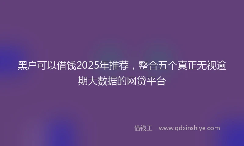 黑户可以借钱2025年推荐，整合五个真正无视逾期大数据的网贷平台