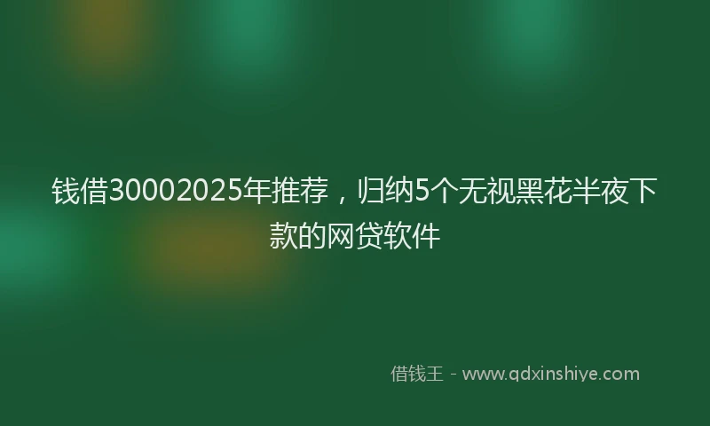 钱借30002025年推荐，归纳5个无视黑花半夜下款的网贷软件