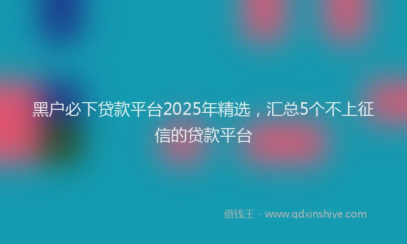 黑户必下贷款平台2025年精选，汇总5个不上征信的贷款平台