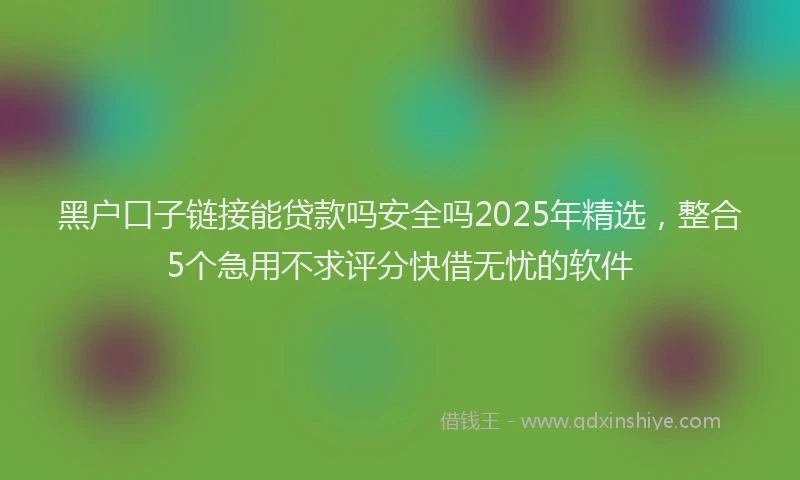 黑户口子链接能贷款吗安全吗2025年精选，整合5个急用不求评分快借无忧的软件