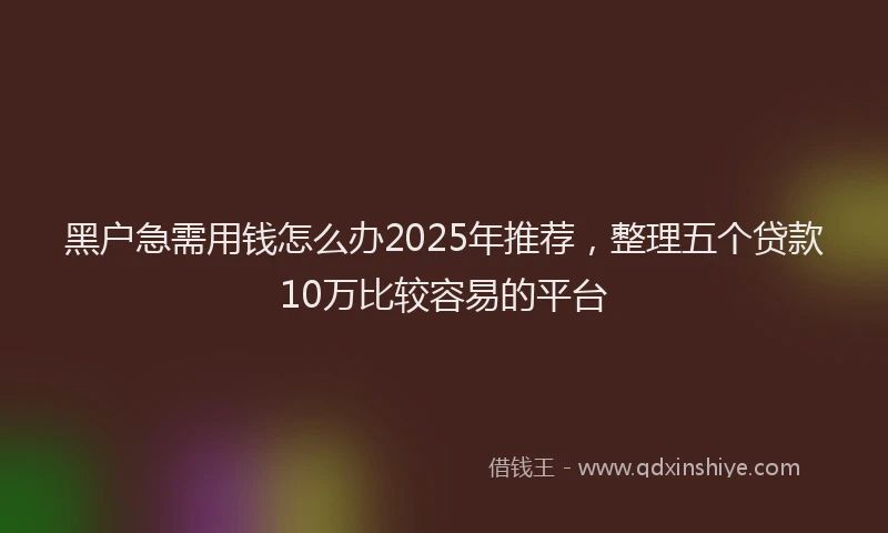 黑户急需用钱怎么办2025年推荐，整理五个贷款10万比较容易的平台