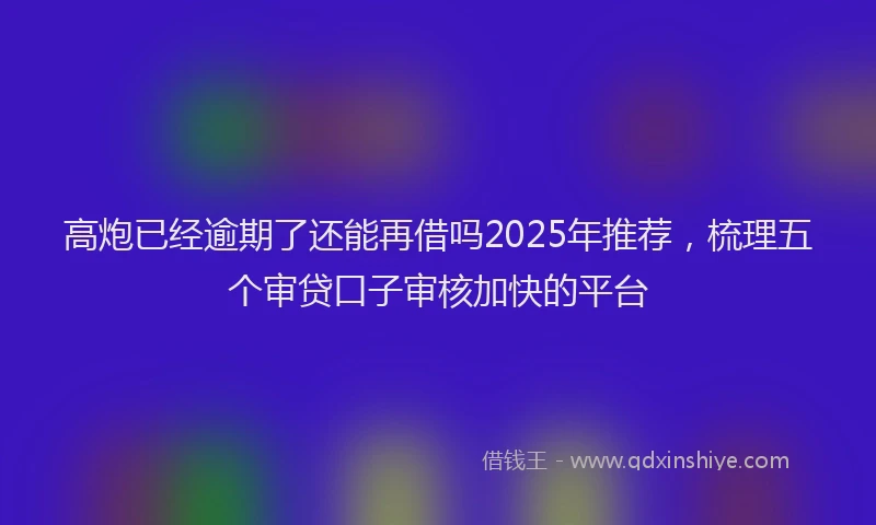 高炮已经逾期了还能再借吗2025年推荐，梳理五个审贷口子审核加快的平台