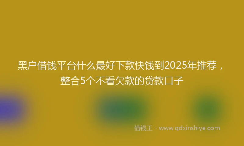 黑户借钱平台什么最好下款快钱到2025年推荐，整合5个不看欠款的贷款口子