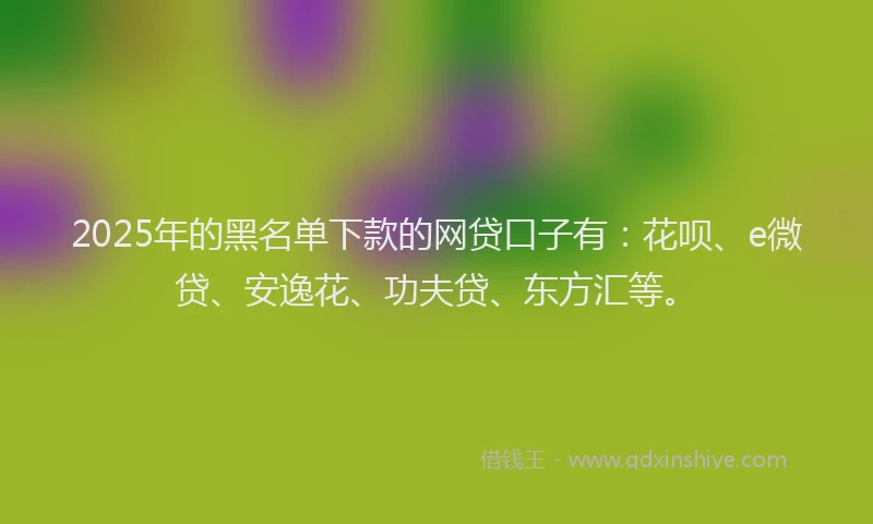 2025年的黑名单下款的网贷口子有：花呗、e微贷、安逸花、功夫贷、东方汇等。