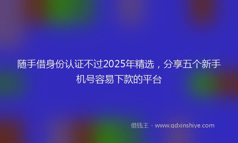 随手借身份认证不过2025年精选，分享五个新手机号容易下款的平台