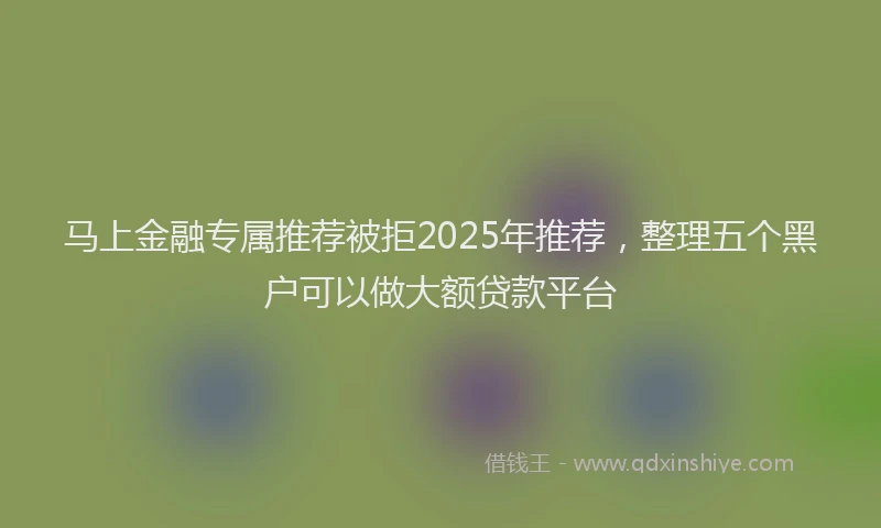 马上金融专属推荐被拒2025年推荐，整理五个黑户可以做大额贷款平台