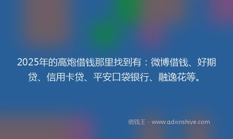 2025年的高炮借钱那里找到有：微博借钱、好期贷、信用卡贷、平安口袋银行、融逸花等。