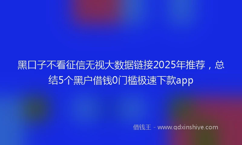 黑口子不看征信无视大数据链接2025年推荐，总结5个黑户借钱0门槛极速下款app