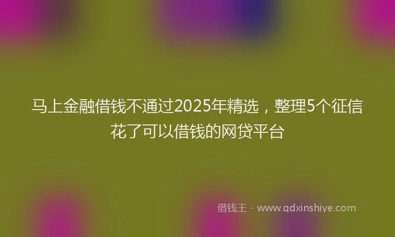 马上金融借钱不通过2025年精选，整理5个征信花了可以借钱的网贷平台
