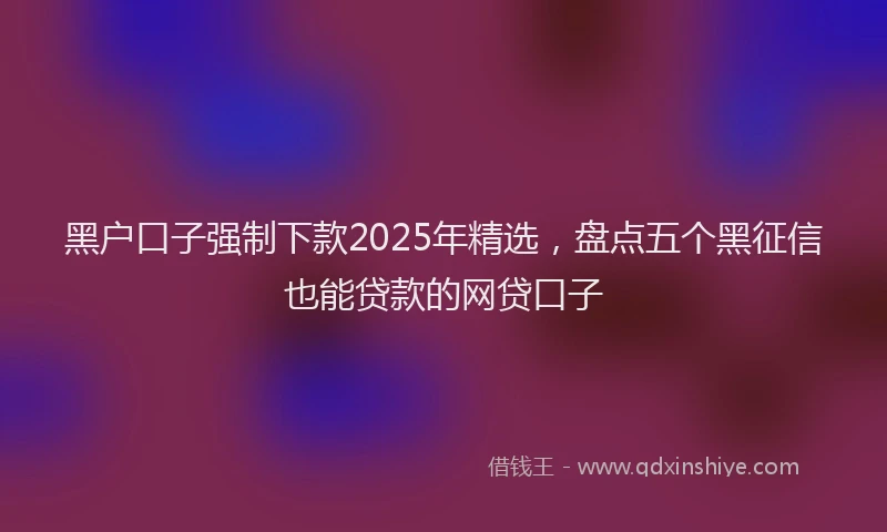 黑户口子强制下款2025年精选，盘点五个黑征信也能贷款的网贷口子