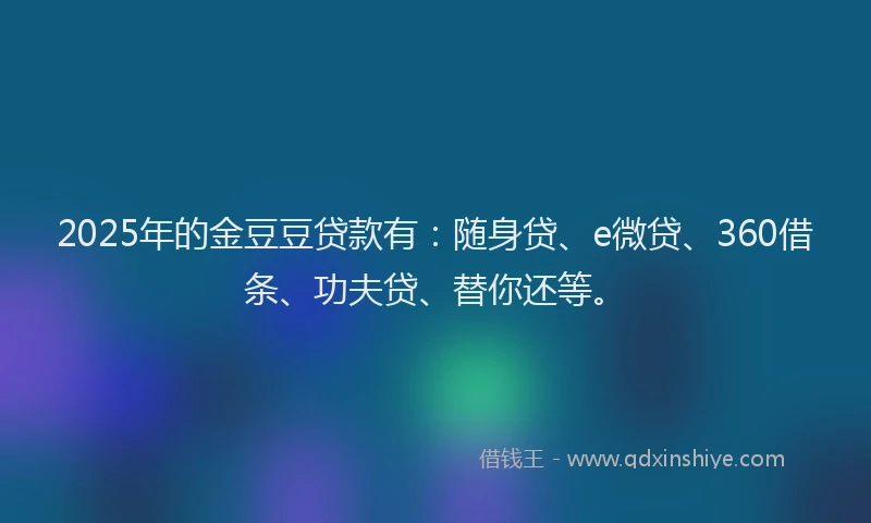 2025年的金豆豆贷款有：随身贷、e微贷、360借条、功夫贷、替你还等。