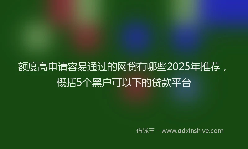 额度高申请容易通过的网贷有哪些2025年推荐，概括5个黑户可以下的贷款平台