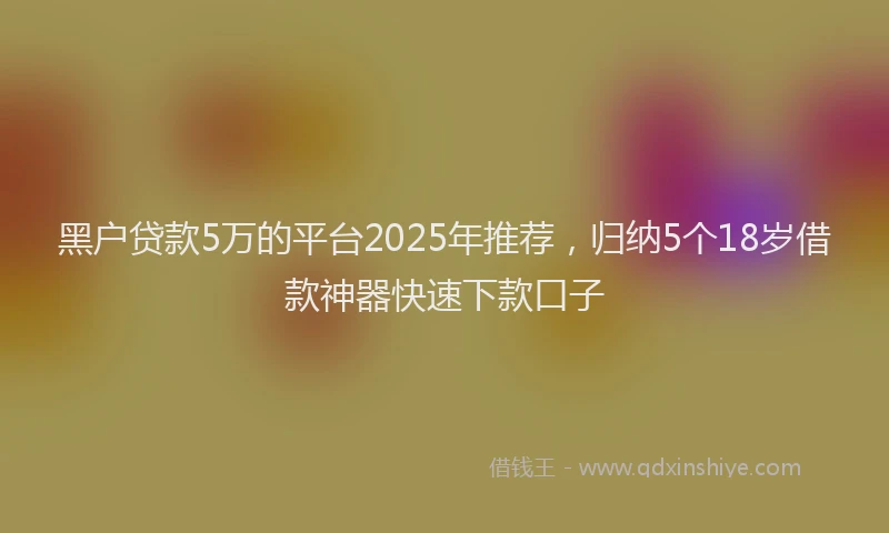 黑户贷款5万的平台2025年推荐，归纳5个18岁借款神器快速下款口子