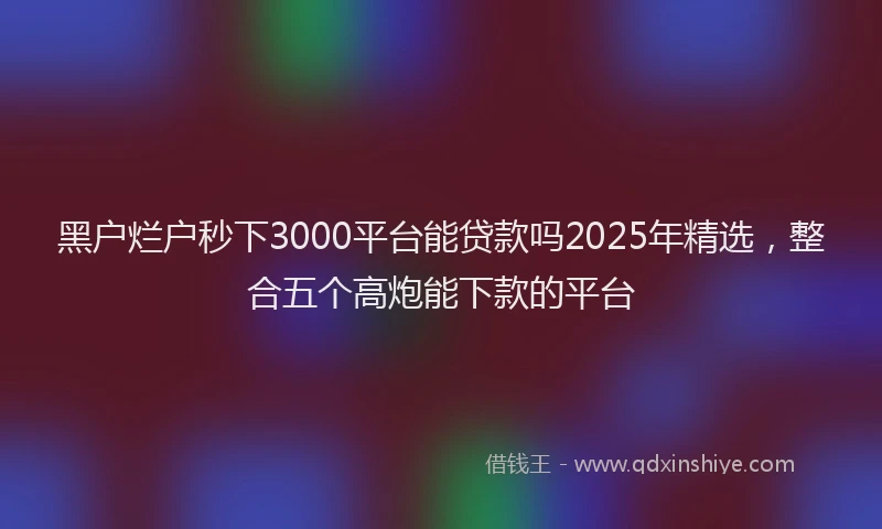 黑户烂户秒下3000平台能贷款吗2025年精选，整合五个高炮能下款的平台