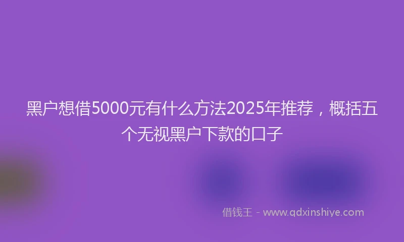黑户想借5000元有什么方法2025年推荐，概括五个无视黑户下款的口子