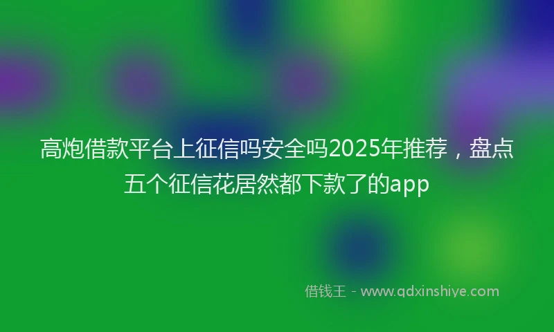 高炮借款平台上征信吗安全吗2025年推荐，盘点五个征信花居然都下款了的app