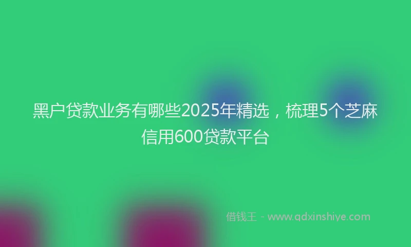 黑户贷款业务有哪些2025年精选，梳理5个芝麻信用600贷款平台