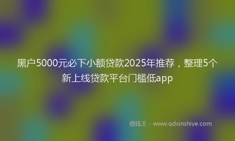 黑户5000元必下小额贷款2025年推荐，整理5个新上线贷款平台门槛低app
