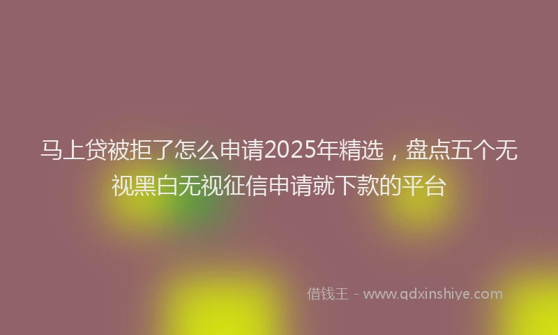 马上贷被拒了怎么申请2025年精选，盘点五个无视黑白无视征信申请就下款的平台
